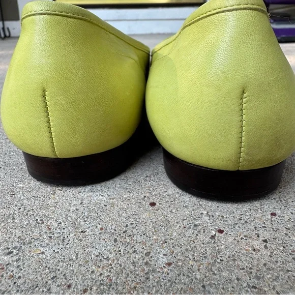 Vintage Enzo Angiolini liberty Lime Green Loafers flat leather size 9 - Picture 6 of 10